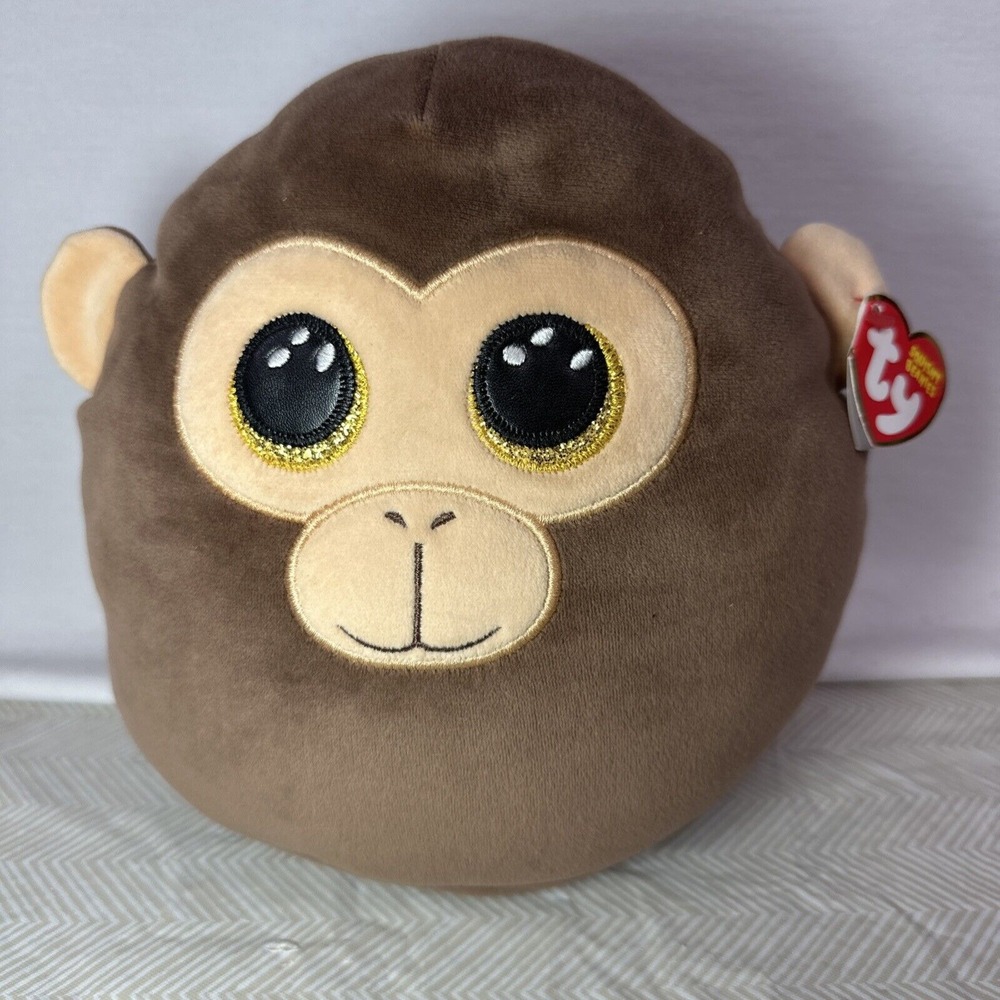 TY Squishy‎ Beanies DUNSTON Brown Monkey 9" With Tag